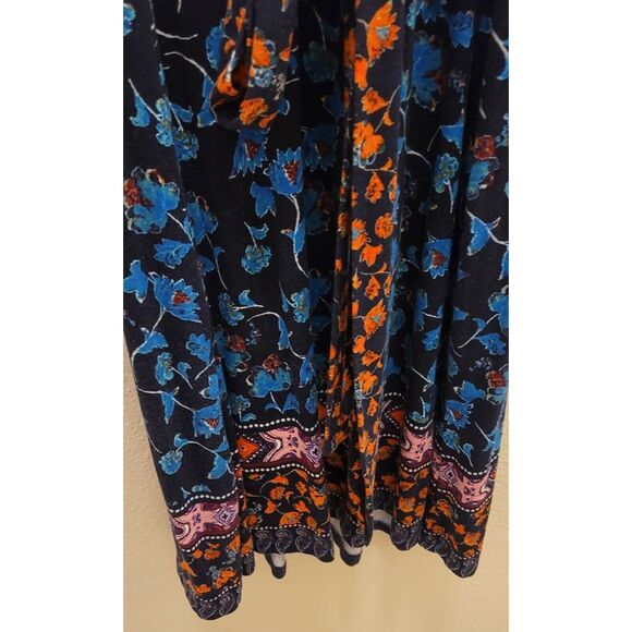 Daniel Rainn Small Dress. Black W/blue/red Floral Pattern Elastic Waist. Belt - Picture 2 of 6
